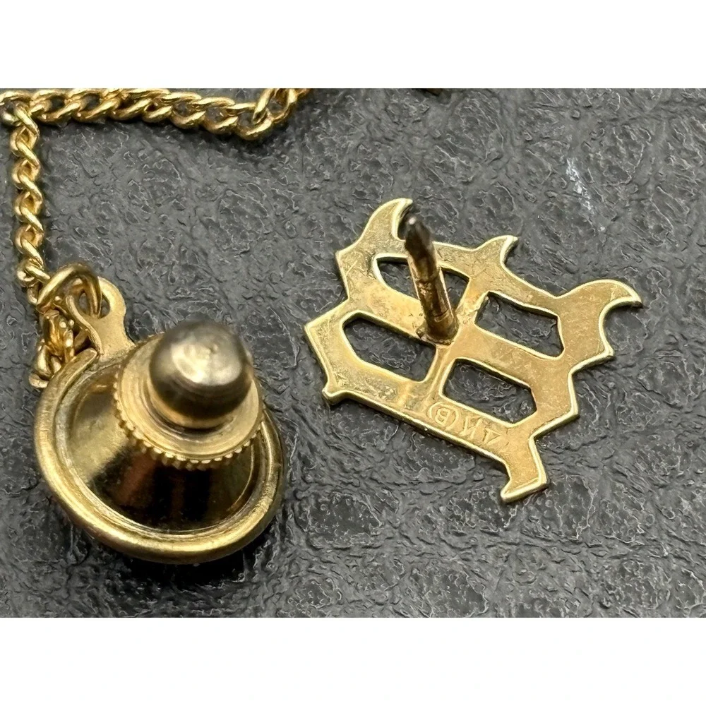 Vintage 14K Yellow Gold Initial M Tie Tack Lapel Suit Pin